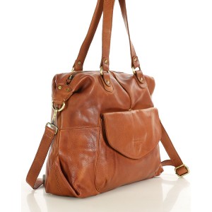 11A. Praktische Bowlingtasche Schultertasche für Damen im Schwarz & Braun aus echtem italienischen Leder